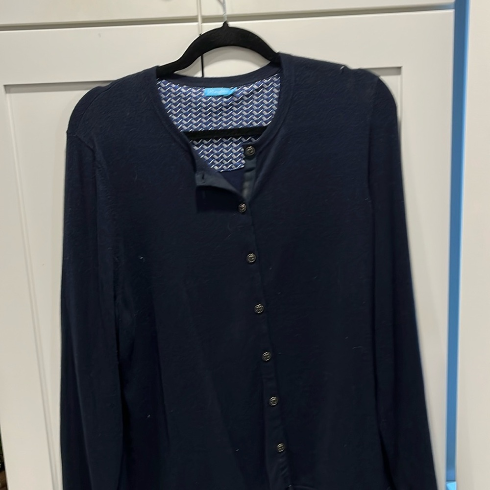 Ladies navy blue cardigan sweater